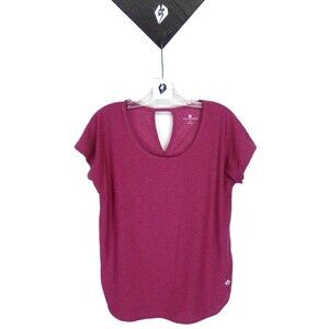 Tuff Athletics Women's M Pink Workout Tee- Slit Back , Light Stretchy EUC